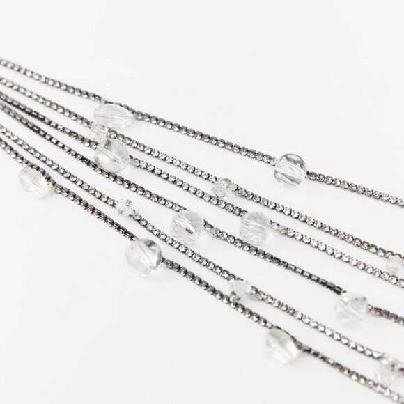 New Zara Women's RHINESTONE NECKLACE ANTHRACITE GREY - Picture 3 of 4